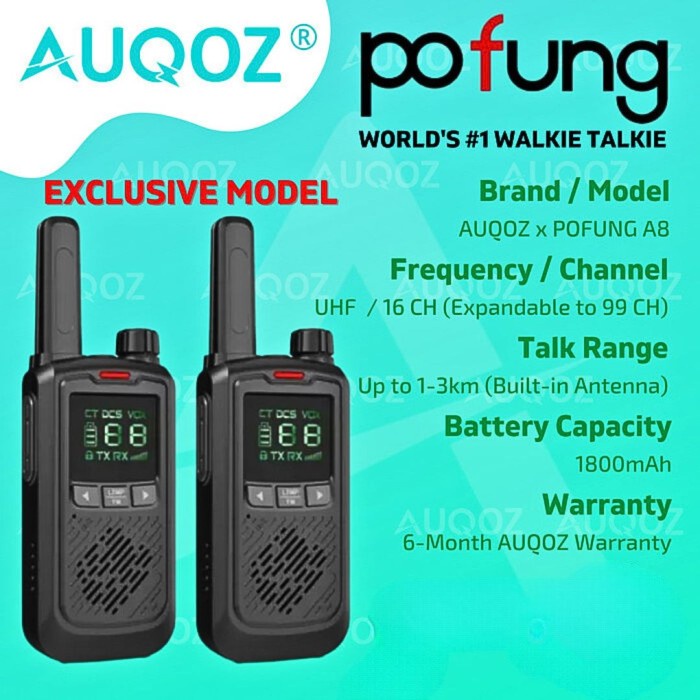 Terlaris Auqoz X Pofung A8 Walkie Talkie 2 Pcs / Radio Ht 888S Pro Max 99Ch
