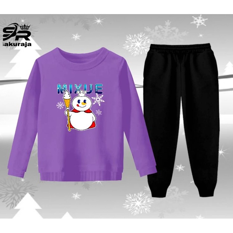 [WHI.3Jn23ᴿ] setelan baju celana panjang anak perempuan motif mixue ice cream/umur 3-12 tahun