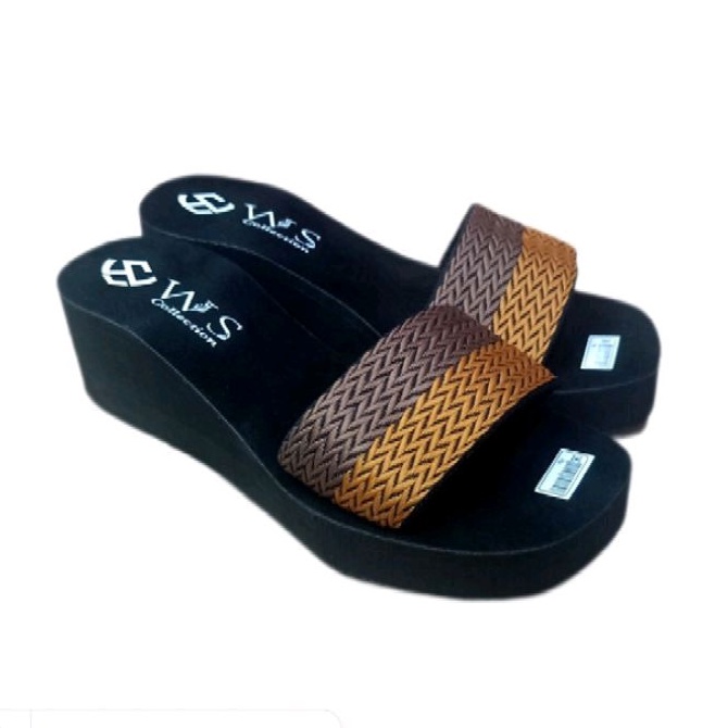 sandal wedges spon tebal wanita slop webing