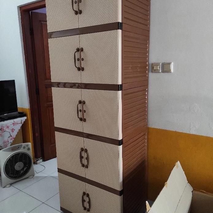 Lempa Lemari Pakaian Besar 5 Susun Lemari Plastik Jumbo Ivory