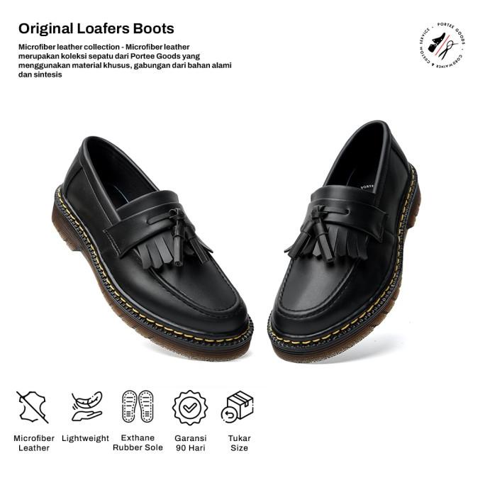 Sepatu Boots Pria Portee Goods Original Loafers Hitam