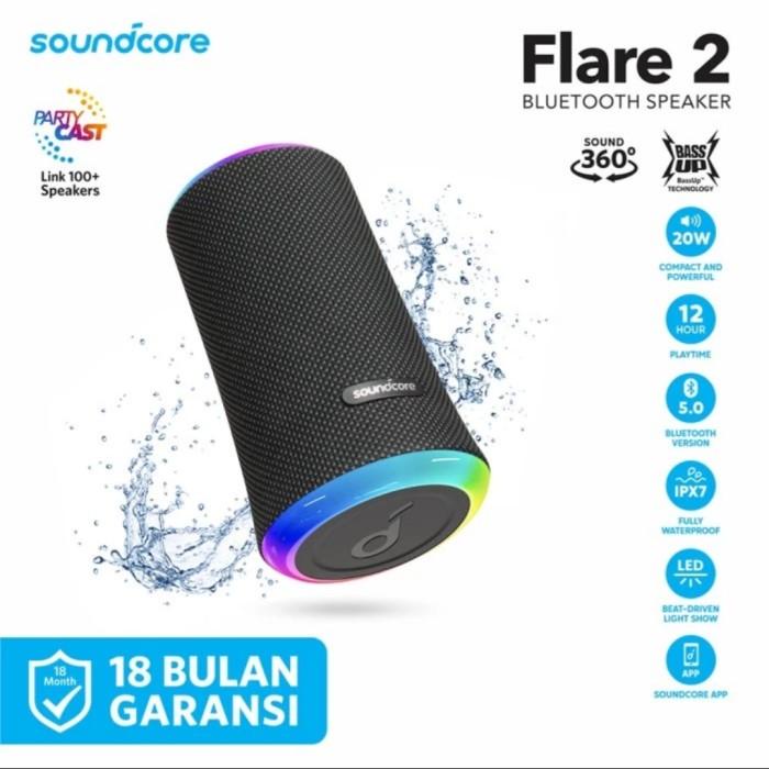 Terlaris Anker Soundcore Flare 2 Ipx 7 Bluetooth Speaker A3165 (Alt Mini Motion