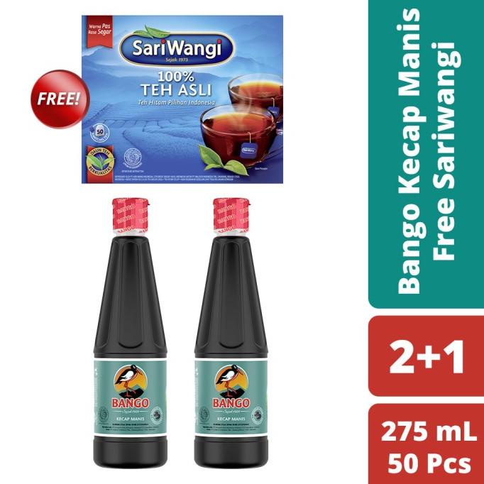 

Bango Kecap Manis 275ml isi 2 Free Sariwangi Teh Celup Asli