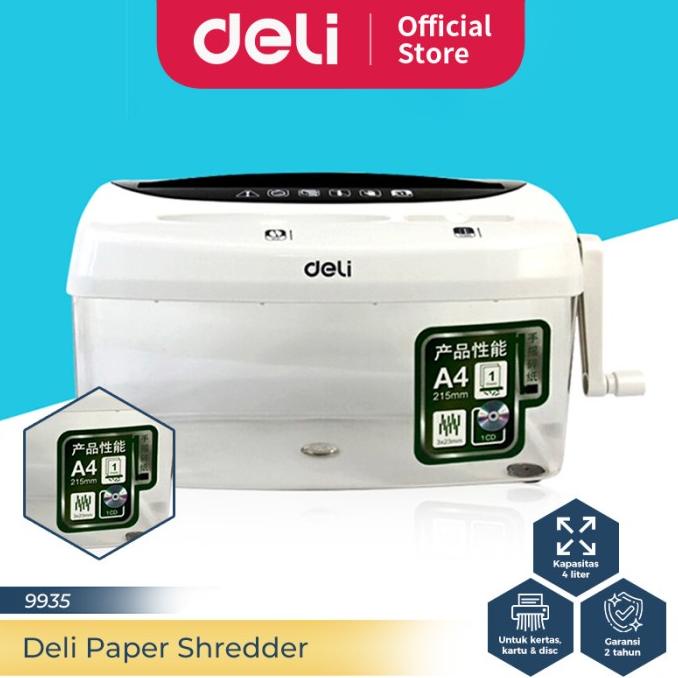 

Deli Penghancur kertas manual Paper Shredder kapasitas 1 lembar 9935