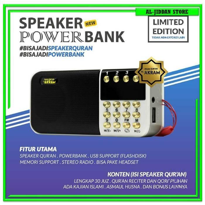 Terlaris Speaker Al-Quran Digital Tahfidz 30 Juz Traveller Power Bank Al-Akram