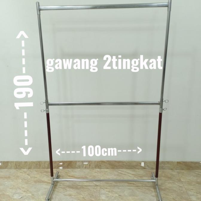 gawang 2 tingkat/gantungan baju besi 2 tingkat