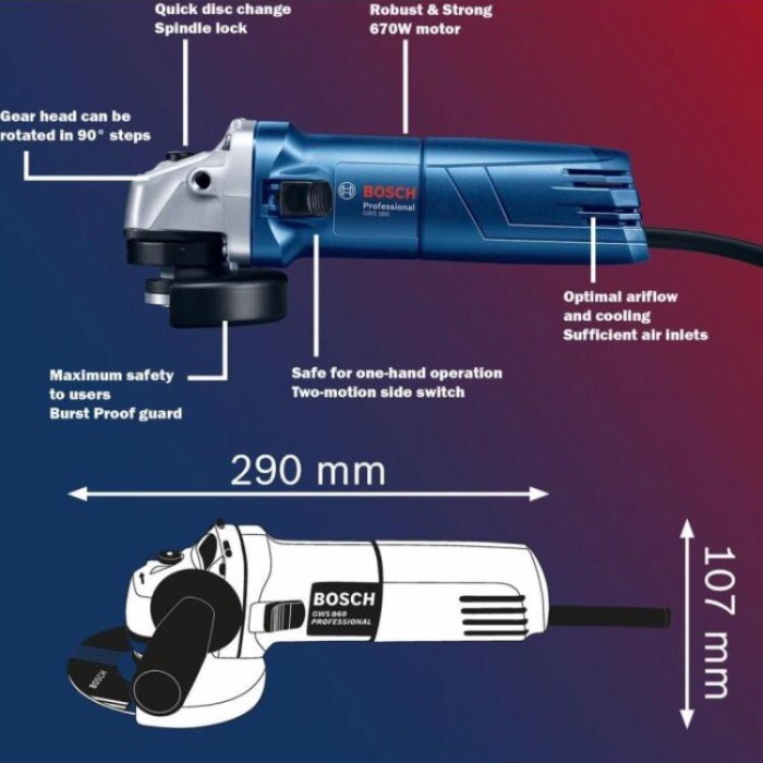 Terlaris Mesin Gerinda Bosch Gws 060 / Gerinda Tangan 4" Bosch Gws 060