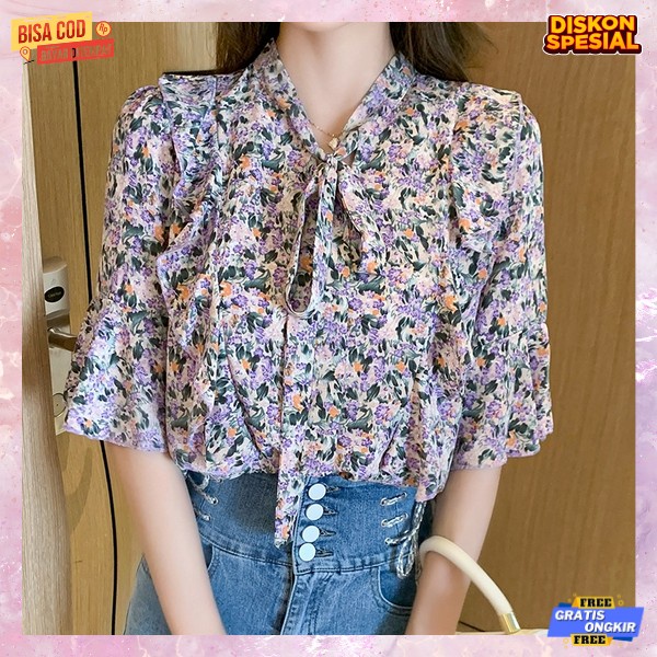 Atasan Remaja Terbaru 2023 Blus Cewek Ukuran S M L Xl Bluse Gaya Fashionable Atadan Kantor Casual Ba