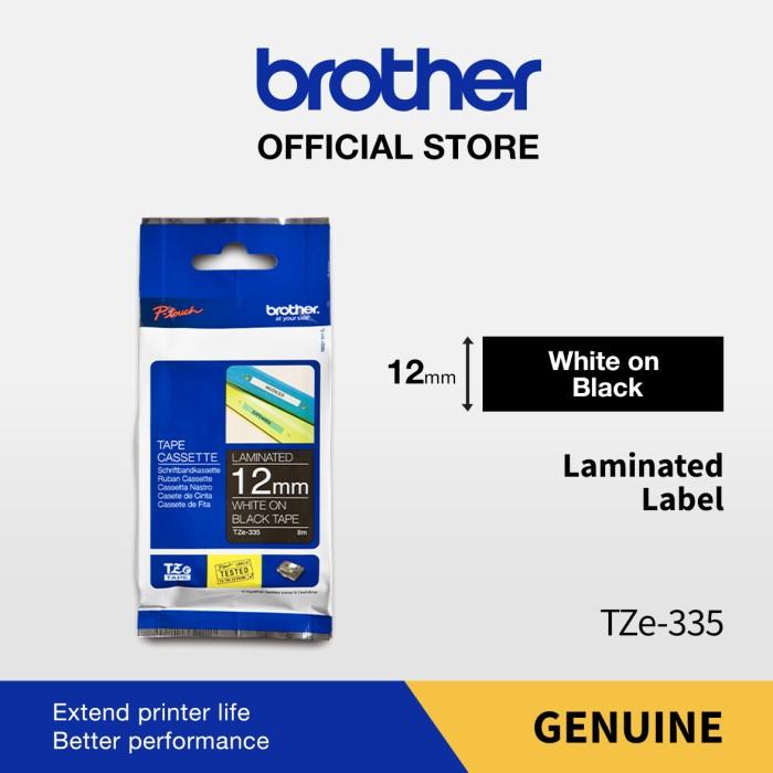 

Paper Brother Label Tze-335 12Mm X 8M Laminated Tape White On Black Tze335