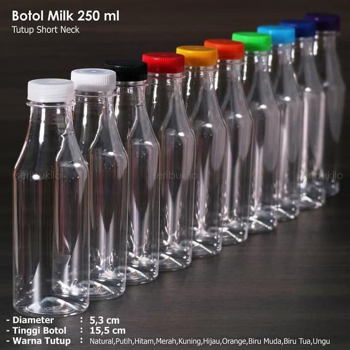 Botol Plastik 250 Ml Milk / Botol Pir Milk 250 Ml - Tutup Short Neck