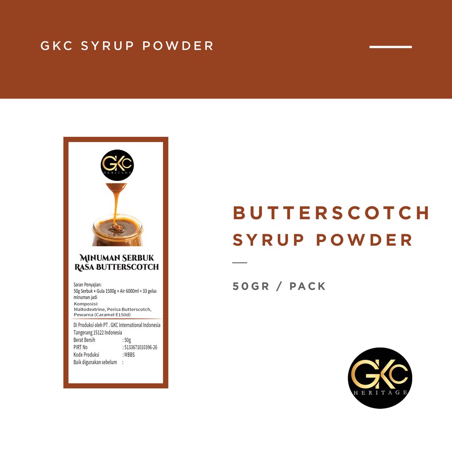 

Lagi murah Bubuk Sirup Butterscotch / Butter scotch Powder Syrup Serbuk Minuman Powder Drink GKC Heritage 50 gr