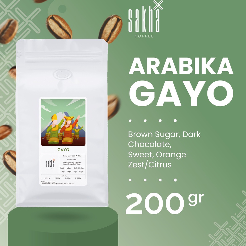 

(V44859) Biji Kopi Bubuk Arabika Gayo Aceh Sumatra Arabica Coffee Beans Single Origin Grade 1 Coffe Roast Bean Espresso Dan Manual Brew Roaster 200 Gram Sakha Roastery