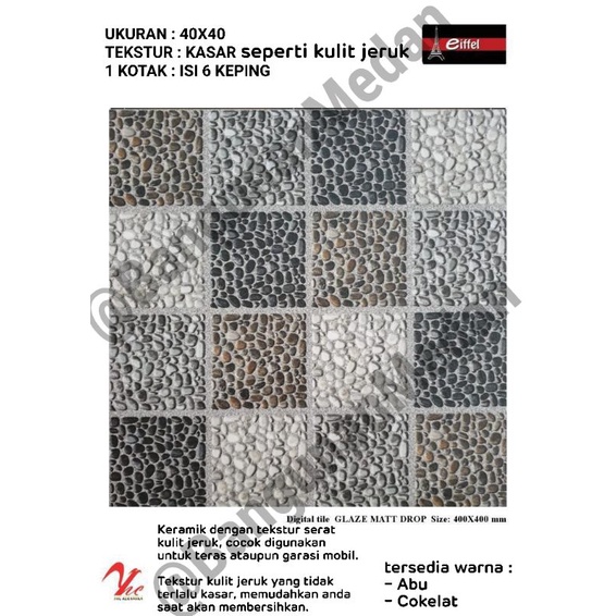 KERAMIK EIFFEL COLMAR STONE TERBARU LANTAI 40X40 KASAR KULIT JERUK MOTIF MINIMALIS SIMPLE GREY BEIGE