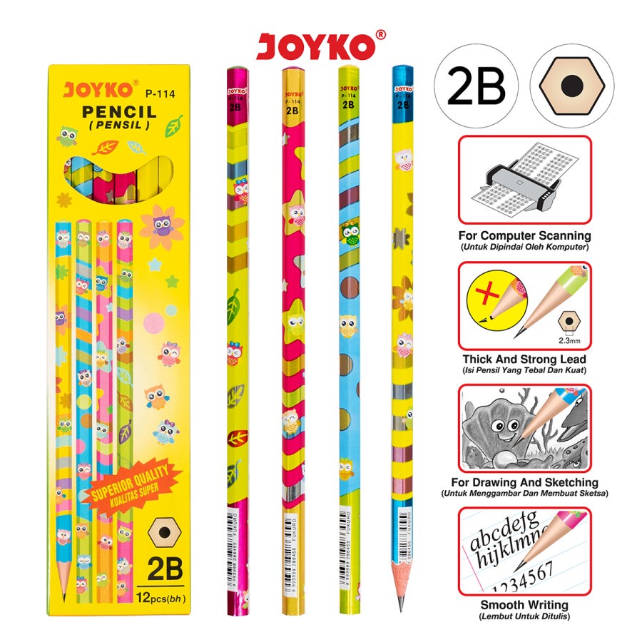 

WEIN SHOP - Joyko Pencil P-114 (2B) - ( 1 Pack - 12 Pcs )
