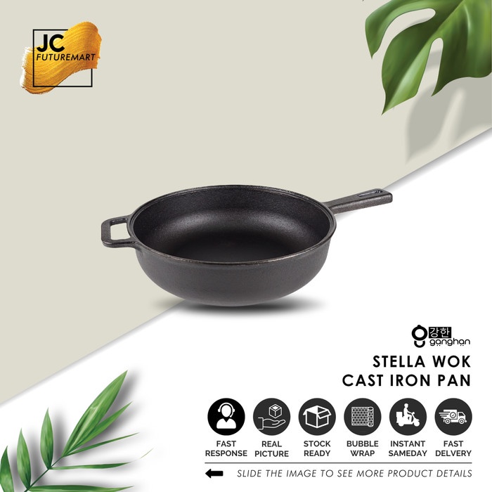 Terlaris Cast Iron Pan - Stella Wok 100% Pure Wajan Cast Iron