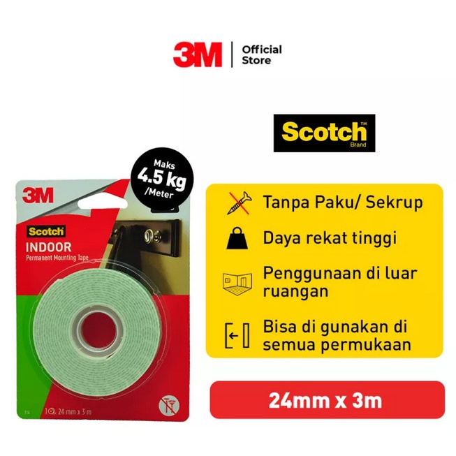 

WEIN SHOP - 3M Scotch CAT 114 Indoor Mounting Tape 24mm x 3m