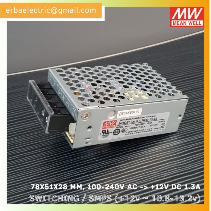 Mean Well NES-15-12 SMPS DC 12v 1.3A Switching Power Supply SMPS