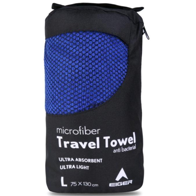 TRAVEL TOWEL MICROFIBER EIGER SIZE L BLUE - HANDUK EIGER