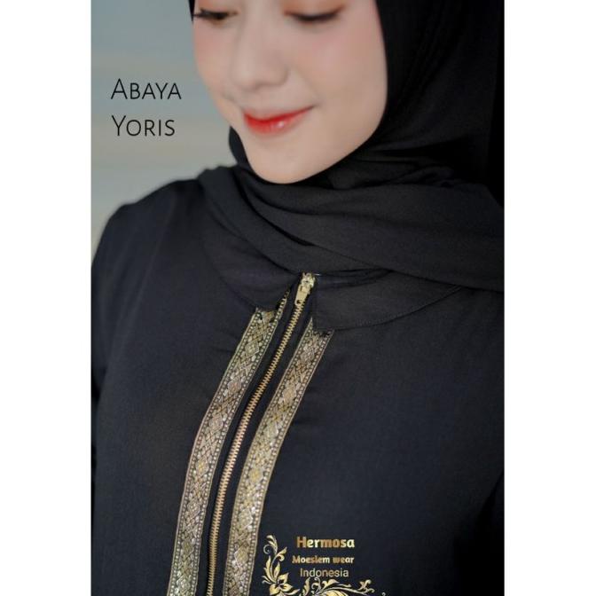 Gamis Abaya hitam bahan Yoris original by hermosa/gamis abaya hermosa