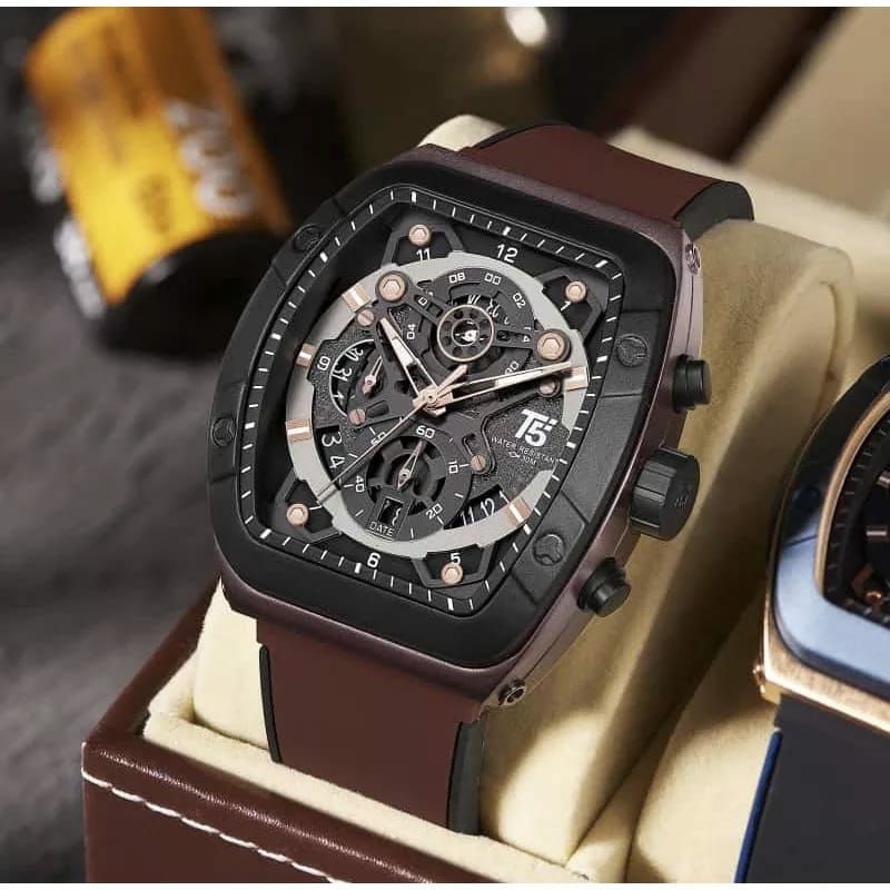 ORIGINAL T5 3857 JAM TANGAN PRIA TERLARIS CHRONOGRAPH WATER PROOF MULTIFUNGSI
