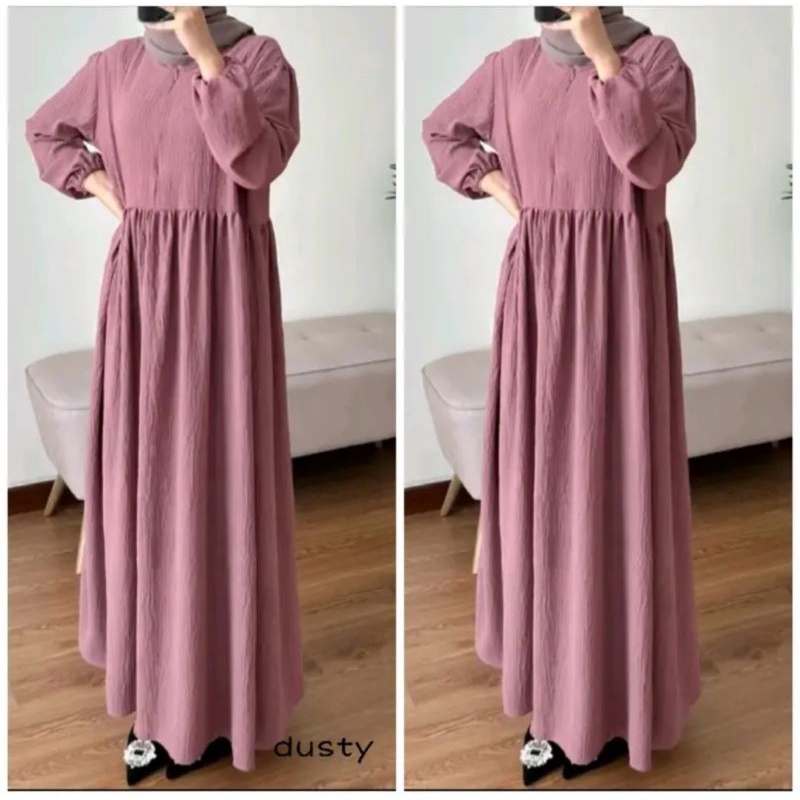 [JUMBO LD120] BELENA MIDI DRES JUMBO KRINGKEL CRINCLE//GAMIS CRINCLE KRINGKEL//GAMIS KRINGKEL JUMBO LD 120