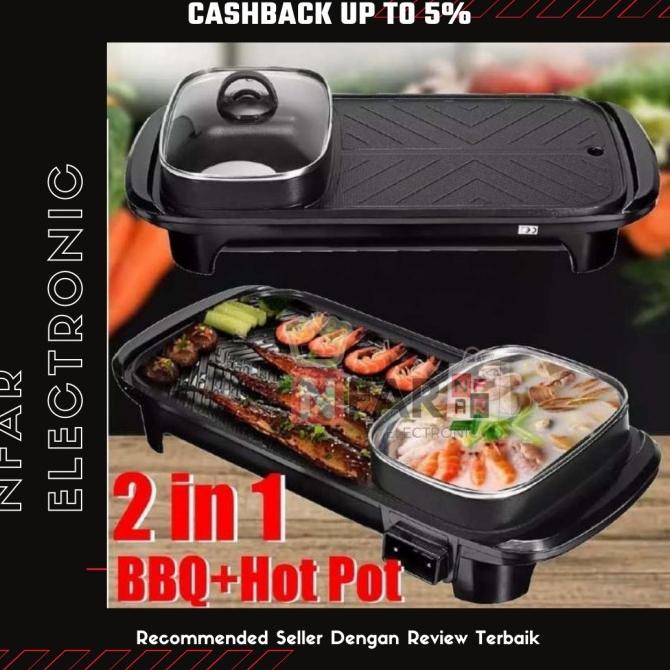 {{{{{{] Kompor Panggangan BBQ Portable Tempat Grill 2 in 1 Grill BBQ Elektrik