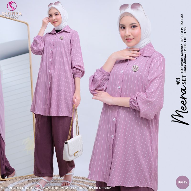 MEERA SET BAJU + CELANA MOTIF GARIS GARIS POLKADOT SIZE JUMBO BY SHOFIYA