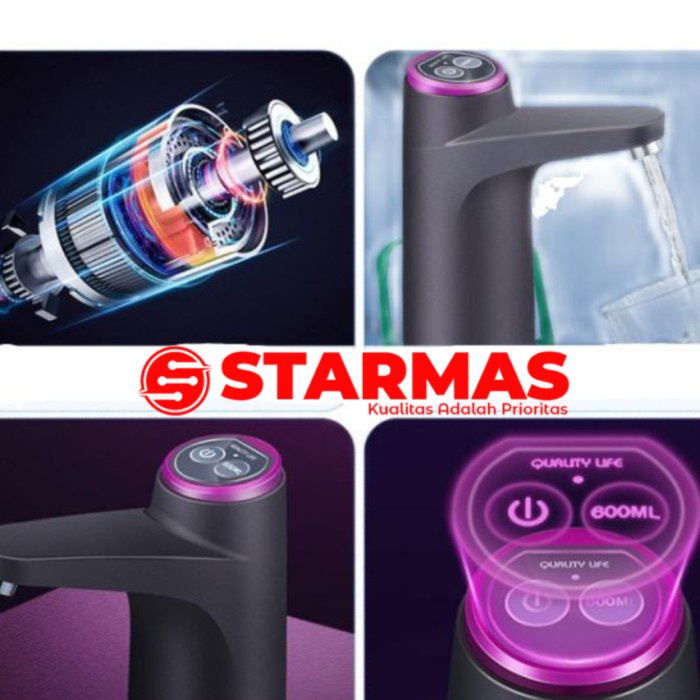 Pompa Galon Elektrik 2 Tombol Rechargable Usb 1200 Mah Starmas