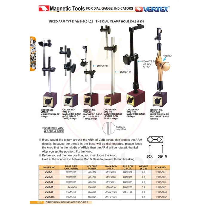 VERTEX Magnetic Stand VMB-02 Magnetic Base VMB 02 Magnetic Stand Dial