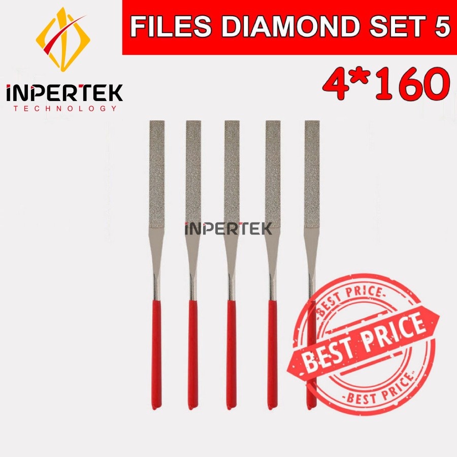 Kikir 4 x 160mm Files Diamond KIKIR Diamond Flat Kikir Rata Files Set