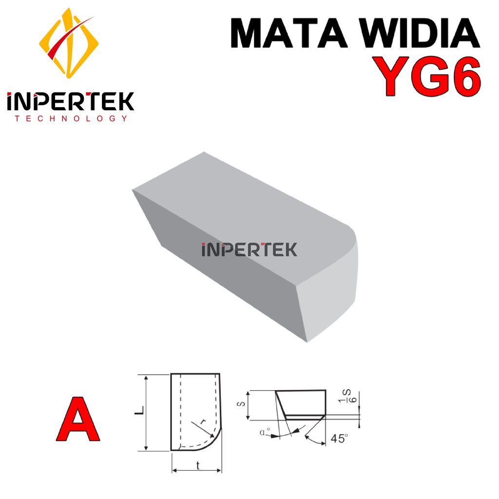 Mata Widia A425 YG6 Pahat Bubut Tip A 425 YG 6 Cemented Carbide Brazed