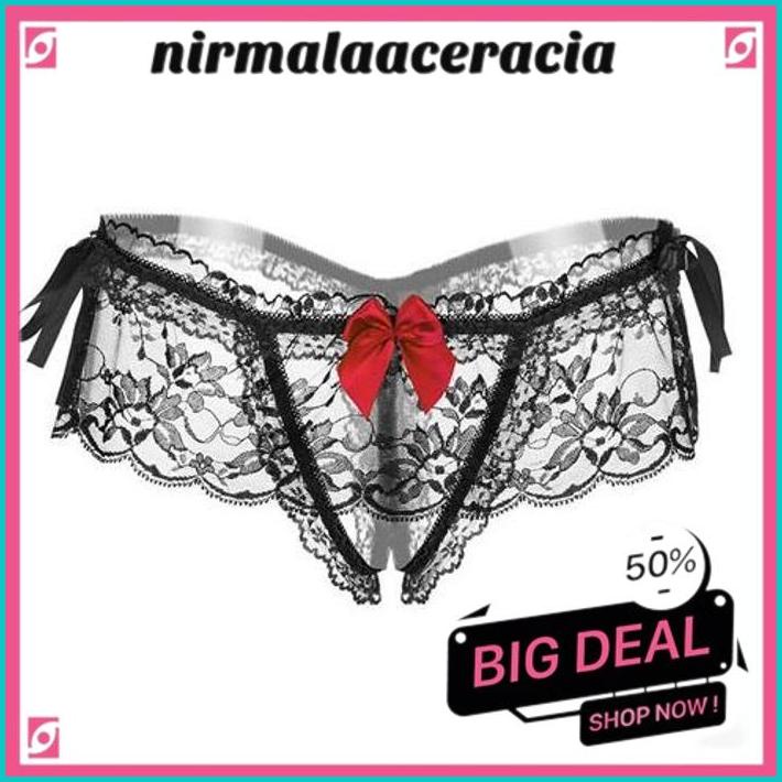 G STRING WANITA BOW SEKSI OPEN CROTCH TRANSPARAN THONG LINGERIE LOW WAIST CD  