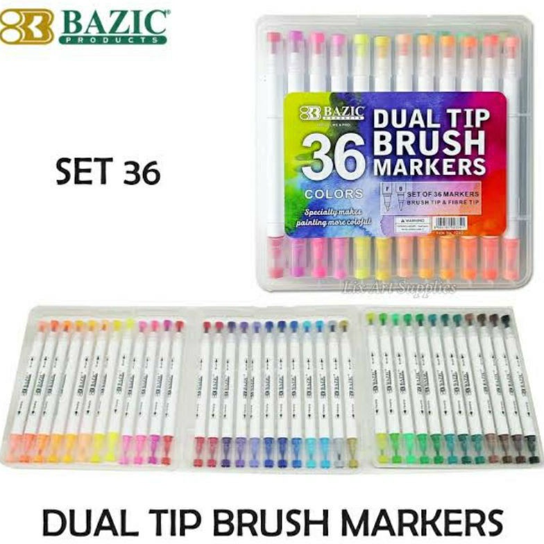 

Miliki Sekarang BAZIC Spidol 12w 1238/24w 1239/36w 1240/Warna twin/ 2 mata pena/ Dual Tip Brush Marker HGI