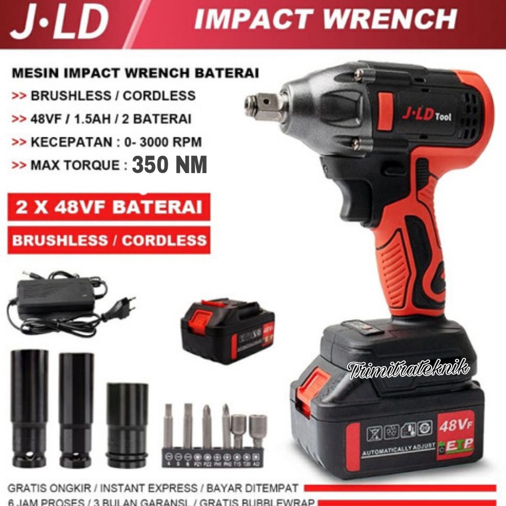 MENARIK ORIGINAL JLD IMPACT  WRENCH 48 VOLT CORDLESS IMPACT JLD 48VOLT MESIN PEMBUKA BAUT JLD 48V 2 