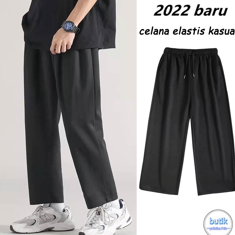 REKOMENDASI Fashion korea celana kasual pria celana olahraga hitam celana kasual celana lurus loose 