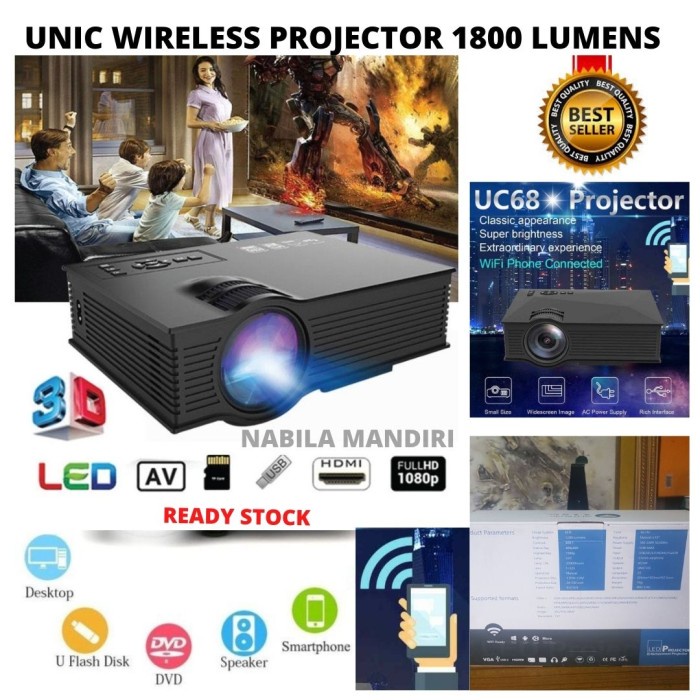Terlaris Proyektor Infocus Unic Lumens 1800 Wifi 1080P Projector Uc68 146101