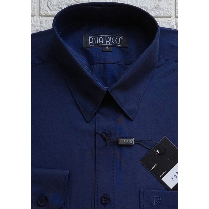 Kemeja Pria Rita Ricci Cream Navy Lengan Panjang Pendek Regular Fit