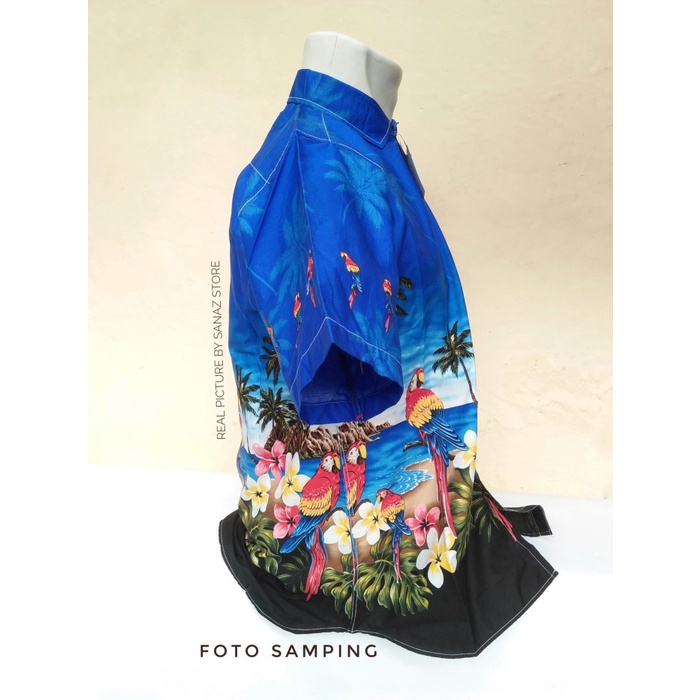 Baju Kemeja Motif Burung Macaw Pantai - Lengan Pendek