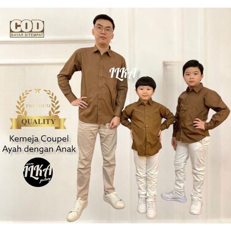 TERLARIS HEM KEMEJA POLOS COUPLE AYAH DENGAN ANAK LENGAN PANJANG PREMIUM alp