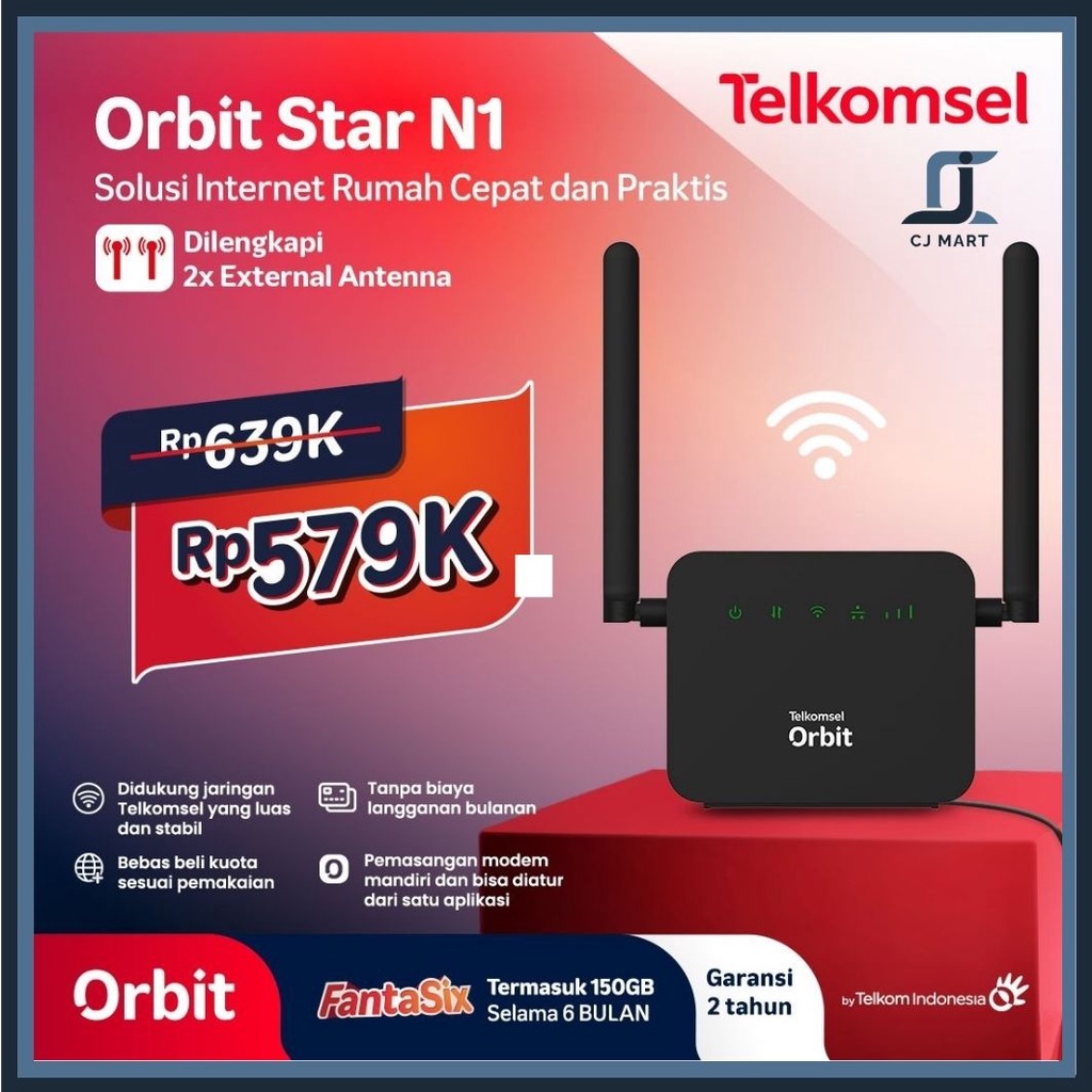 Telkomsel Orbit Star N1 Modem Wifi 4G High Speed Bonus Data