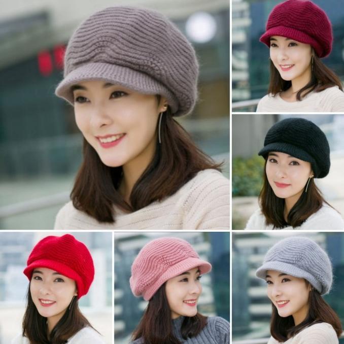 TOPI RAJUT KOREA TOPI HIJAB WANITA MOTIF BARU IMPOR