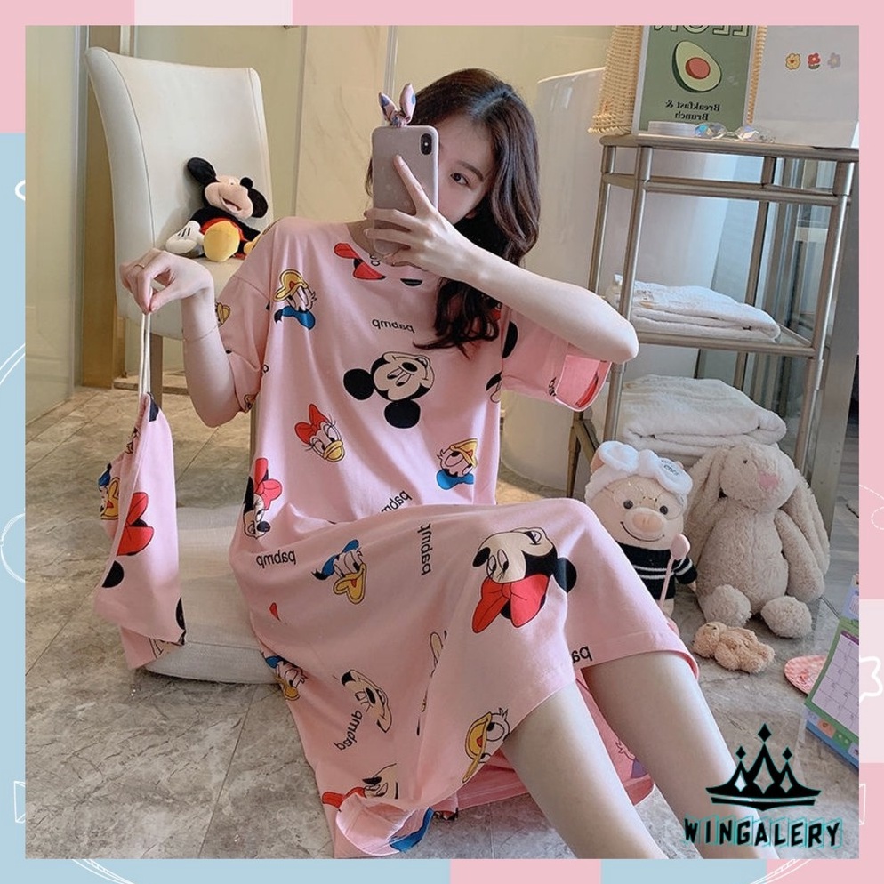 MENARIK| WINGALERY  Daster  Wanita Import Daster Lucu Motif Korea Baju Tidur  Wanita  Fit to XXL 401