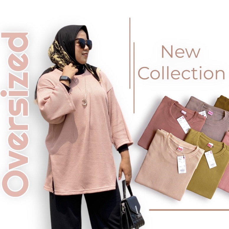 MENARIK Kaos Oversized Waffle Hijab Friendly Lengan 7/8