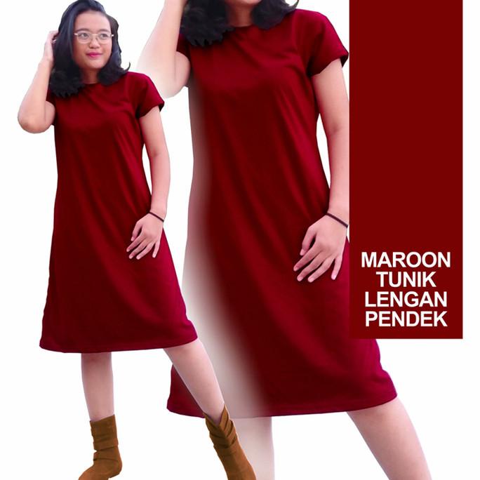 Eclipt Dress Wanita Tunik Polos - Kaos Cewek Lengan Pendek - Murah