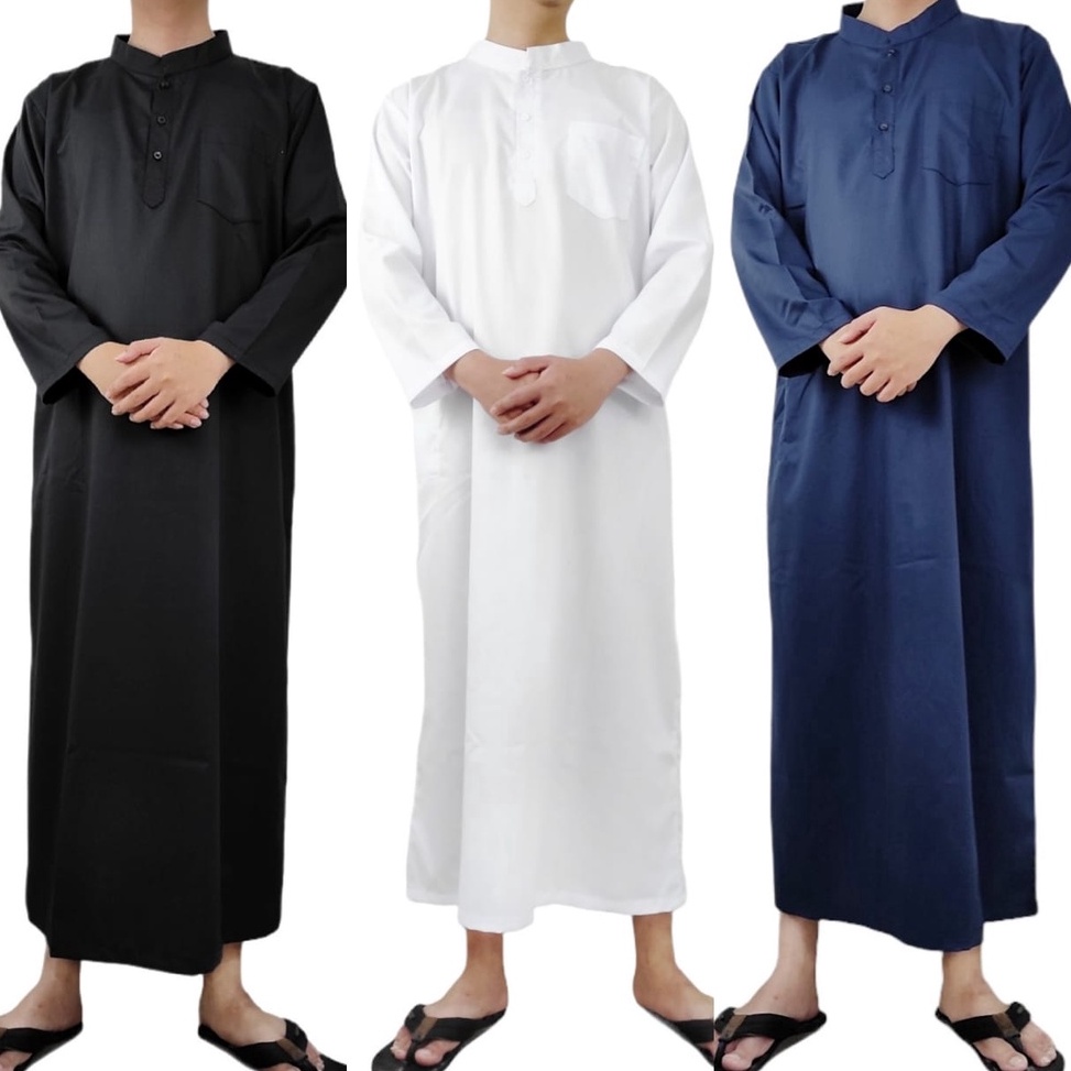 [ILG.7Jn23ᴮ] Gamis Jubah Pria TOYOBO PREMIUM ADEM Putih Hitam Biru Navy Tua Donker Hijau Botol Musli