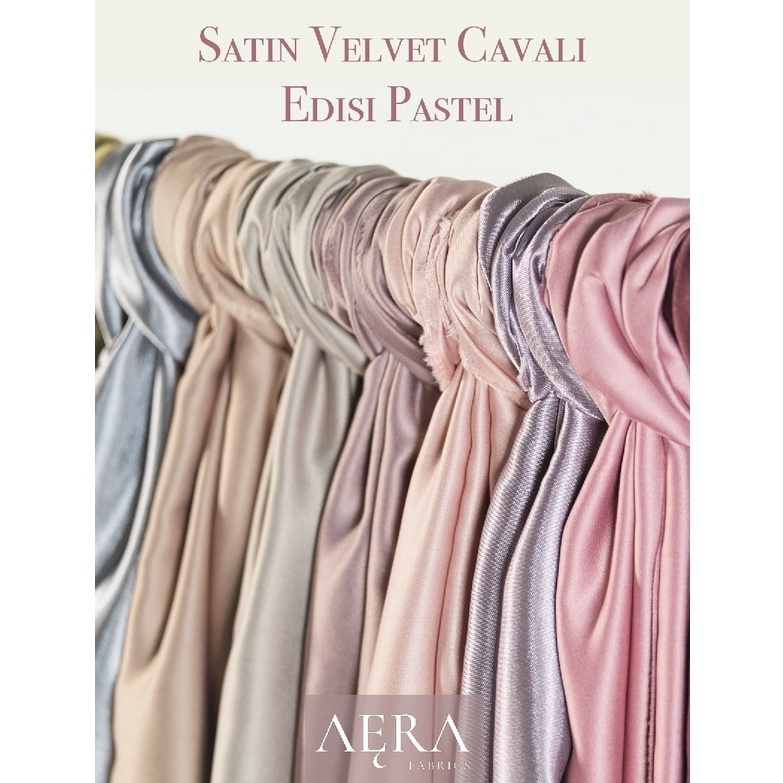 [PRODUK-FNCSE51] 1 meter Kain Satin Velvet Cavali by Roberto Cavali edisi PASTEL sage green Model Ba