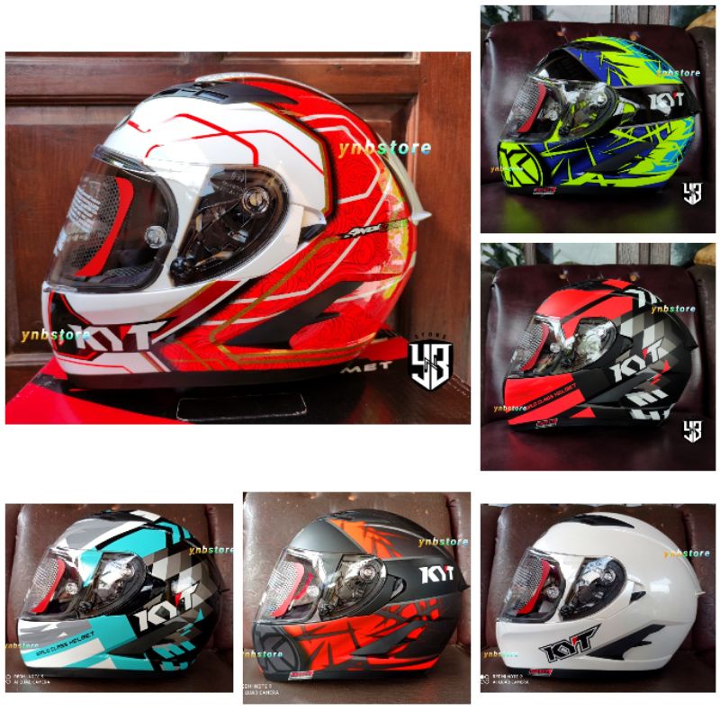 Helm KYT Falcon FR Radiant Flow Raid Spike Andi Gilang Black Red Aqua Blue White Green Yellow Flat V