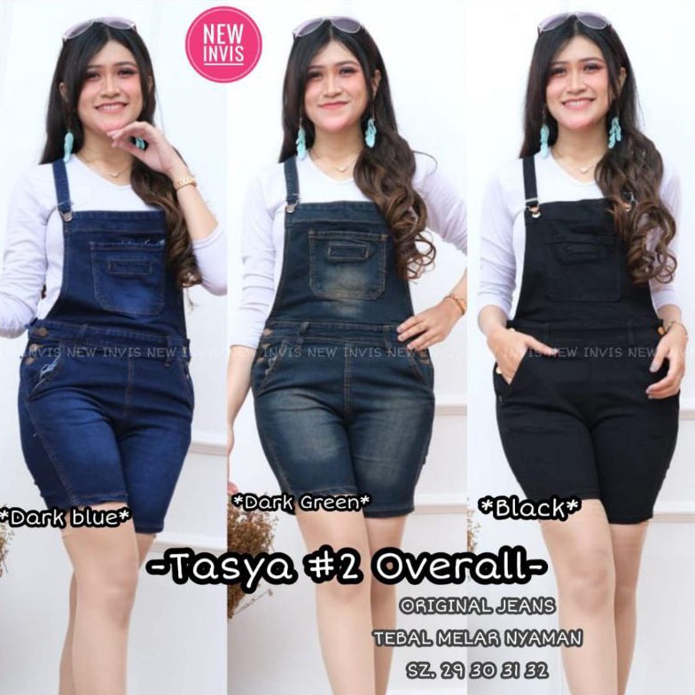 Produk Terbatas♧ OVERAL CELANA PENDEK // TASYA 2 OVERAL JEANS SKRIT JEANS TEBAL 528➣