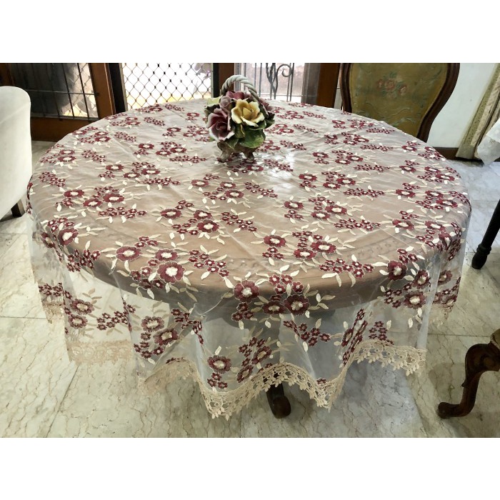 Taplak Meja Makan Renda Premium Bulat/Bundar