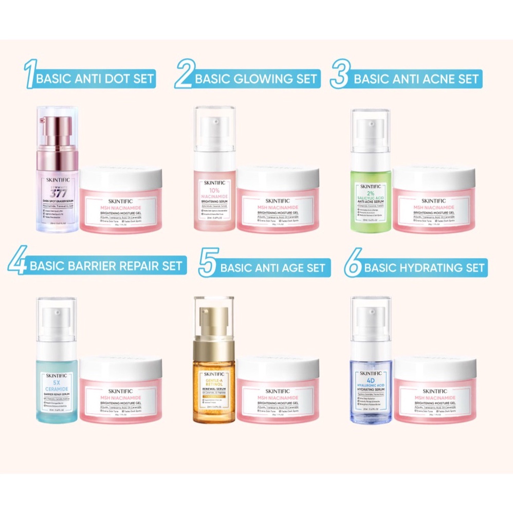 SP6272 【Skintific Outlet Official】SKINTIFIC 2pcs Brightening Krim & Serum Set+ MSH Niacinamide Moist